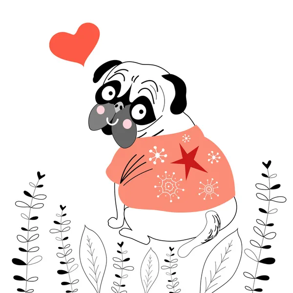 Pug lover — Stock Vector