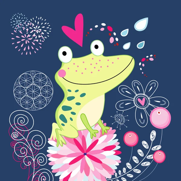 Frog in love — Stock Vector