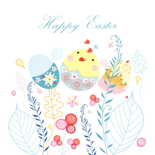 Easter postcard with chicken — Stock Vector