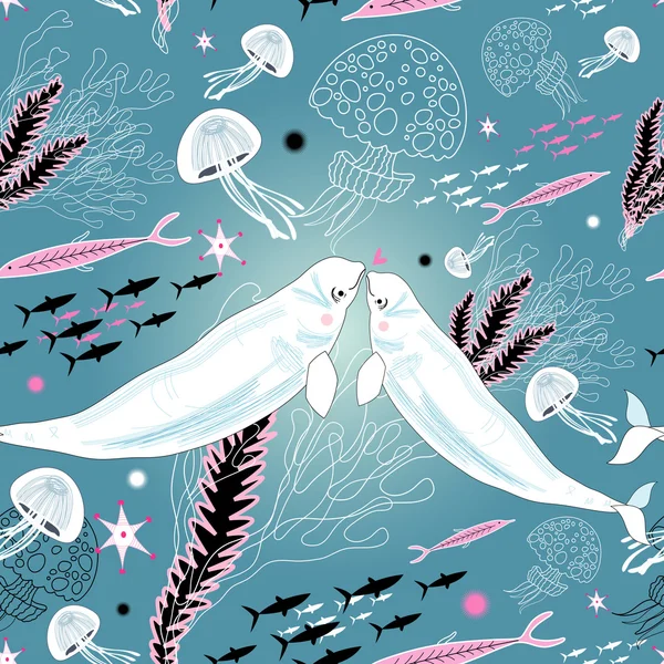 Textuur van de witte walvis lovers — Stockvector