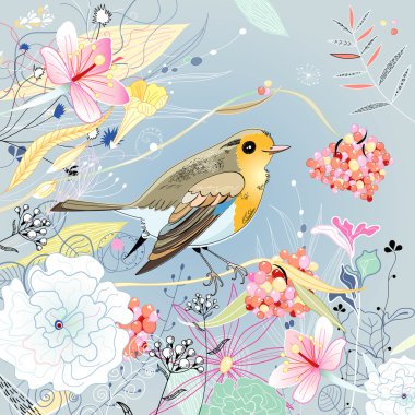 kuş çiçek arka plan