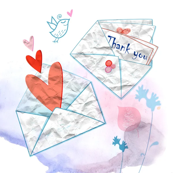 Envelopes gráficos com corações — Fotografia de Stock