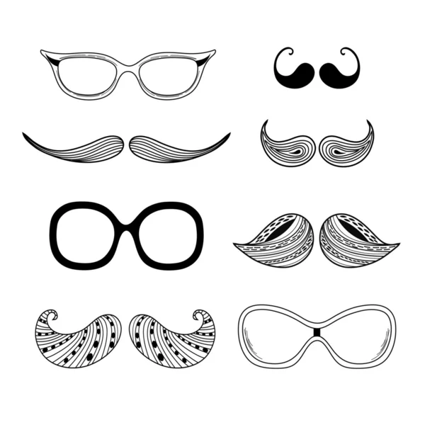 Óculos de hipter, bigodes Hipsters —  Vetores de Stock