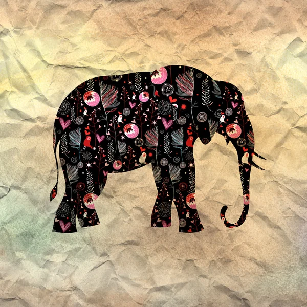 Ornamental elephant silhouette — Stock Photo, Image