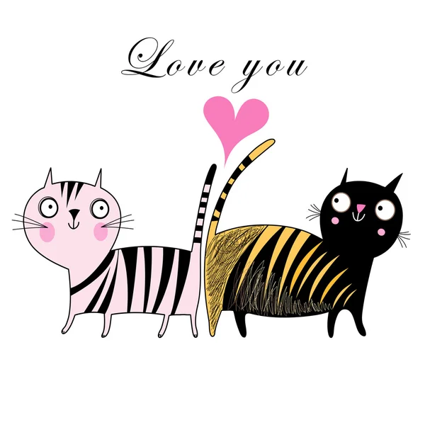 Amor gatos — Vector de stock