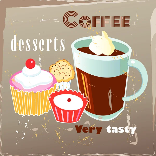 Coffee and desserts — Stock Vector