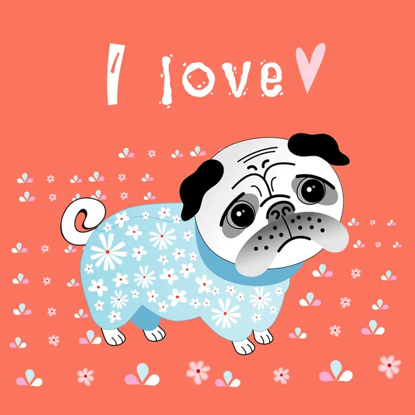 Pug lover — Stock Vector