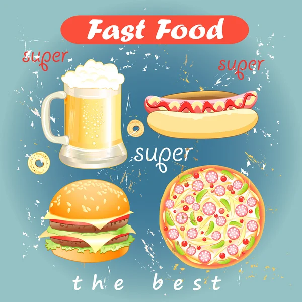 Set of food and drink fast food