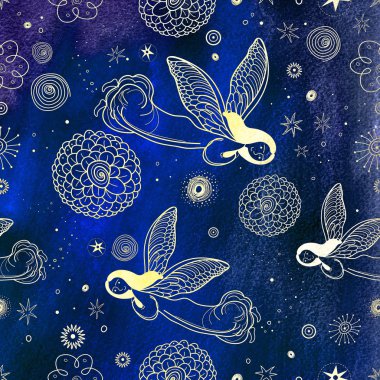 Melekler ile dekoratif arka plan