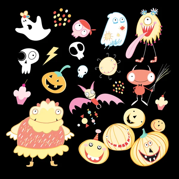 Conjunto de diferentes imágenes para Halloween — Vector de stock