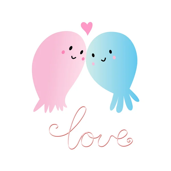 Love jellyfish — Stock Vector