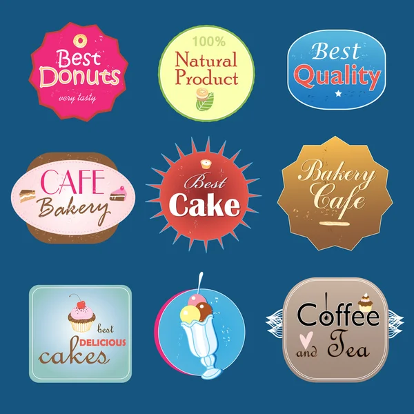 Set of vintage label design bakery — Stock Vector