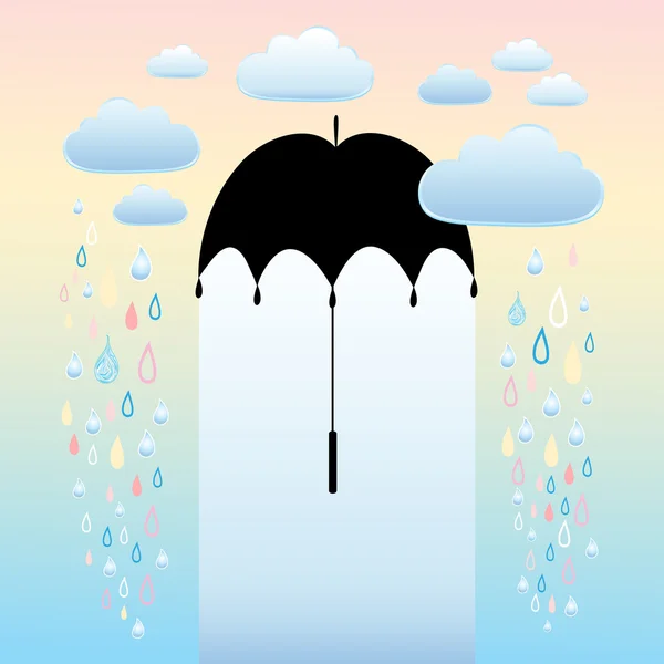 Outono fundo guarda-chuva e chuva — Vetor de Stock