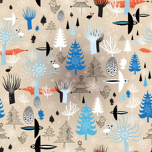 Textura navideña bosque invierno — Vector de stock