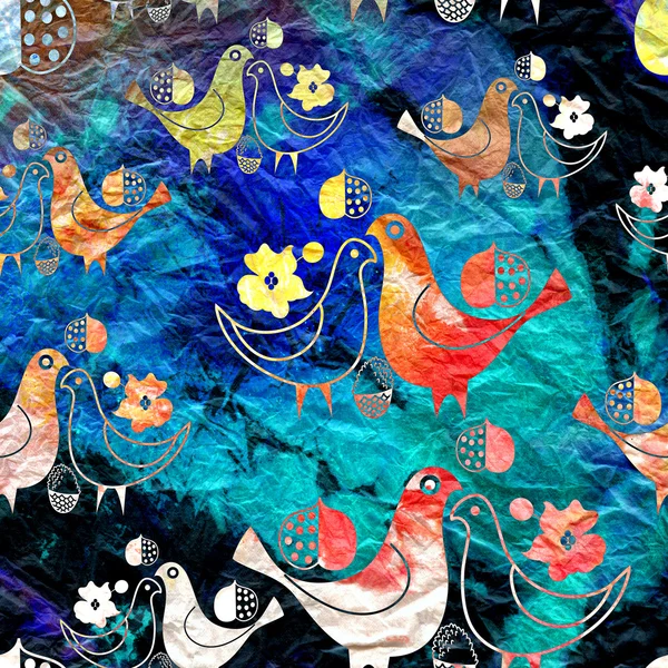 texture birdies on watercolor background