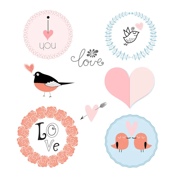 Conjunto de emblemas para el Día de San Valentín — Archivo Imágenes Vectoriales