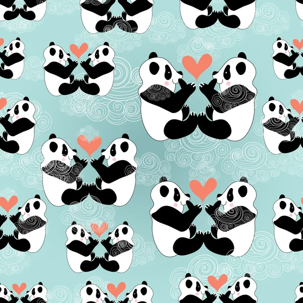 Textura panda amantes — Vector de stock