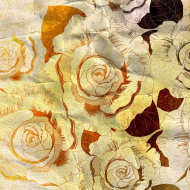 grafik çiçek retro desenli