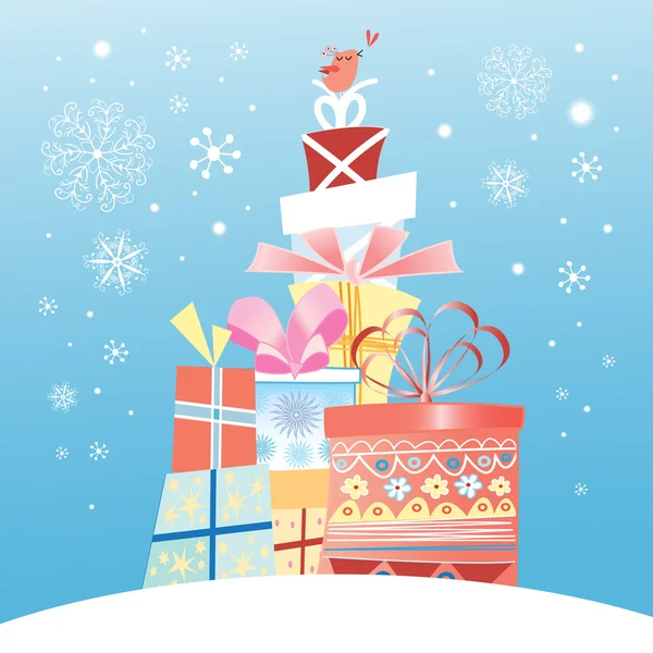 Carte de Noël avec cadeaux — Image vectorielle