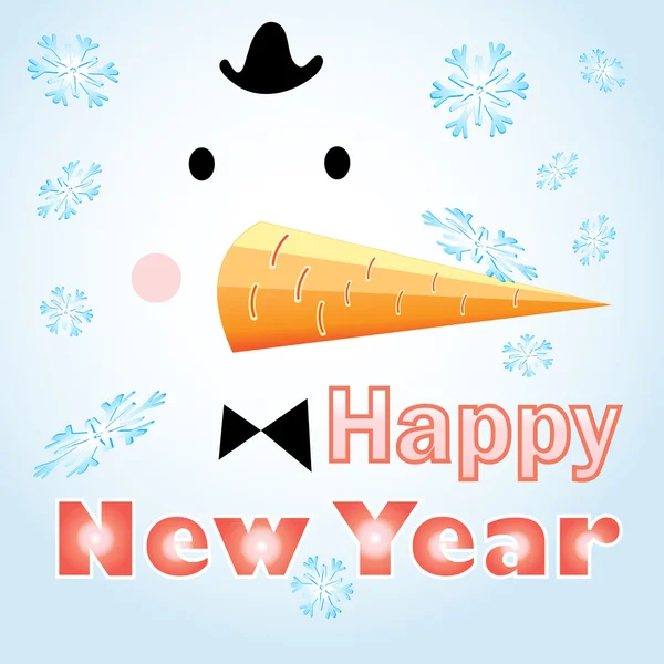 Nieuwjaarskaart met een sneeuwpop — Stockvector