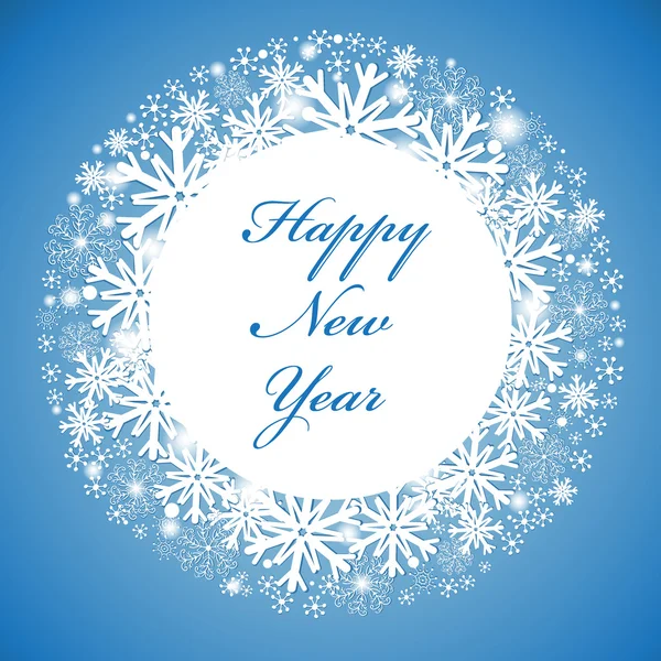 Tarjeta de felicitación de año nuevo con copos de nieve — Archivo Imágenes Vectoriales