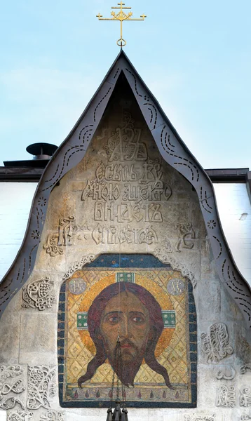 Ragmento de mural en la fachada de la Catedral de Pokrovsky — Foto de Stock