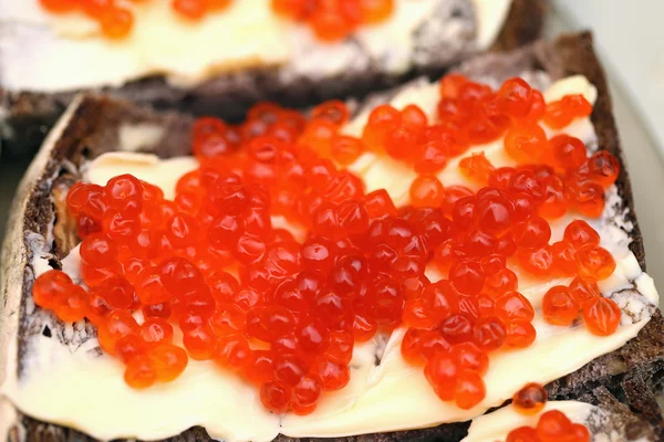 Sandwich with red caviar — Stock Photo, Image