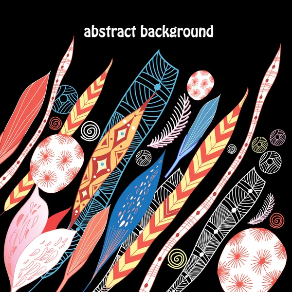 Abstracte achtergrond met bladeren en veren — Stockvector