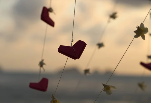 Papírové růžové srdce — Stock fotografie