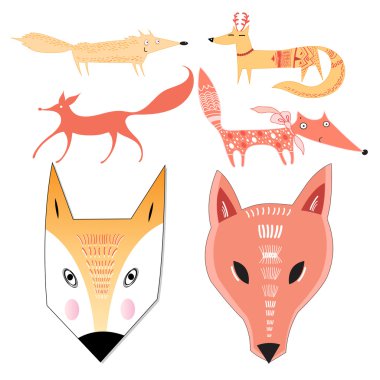 Seth different foxes clipart