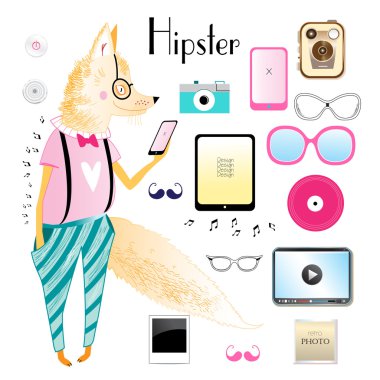 hipster fox ve nesneler 