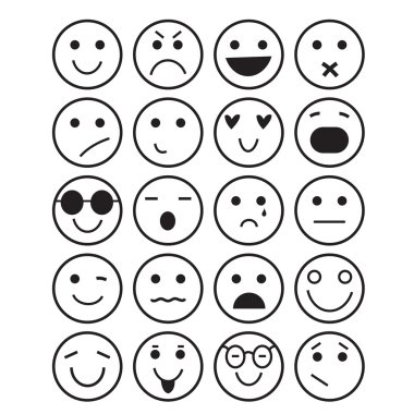 Smilies simgeleri: farklı duygular 