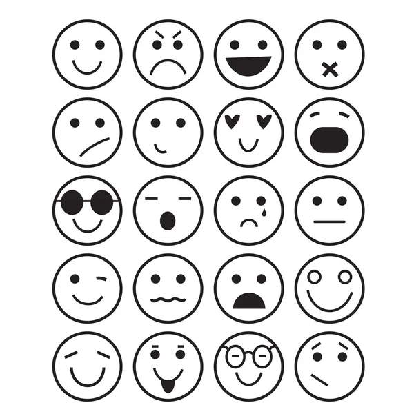 Smilies-Symbole: Verschiedene Emotionen — Stockvektor