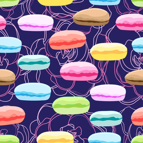 模式的多彩多姿的蛋白杏仁饼干 — 图库矢量图片