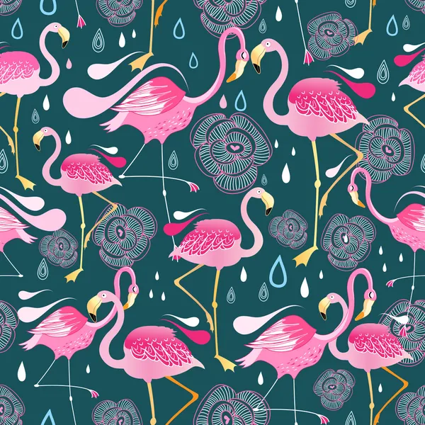 Motif avec flamants roses — Image vectorielle