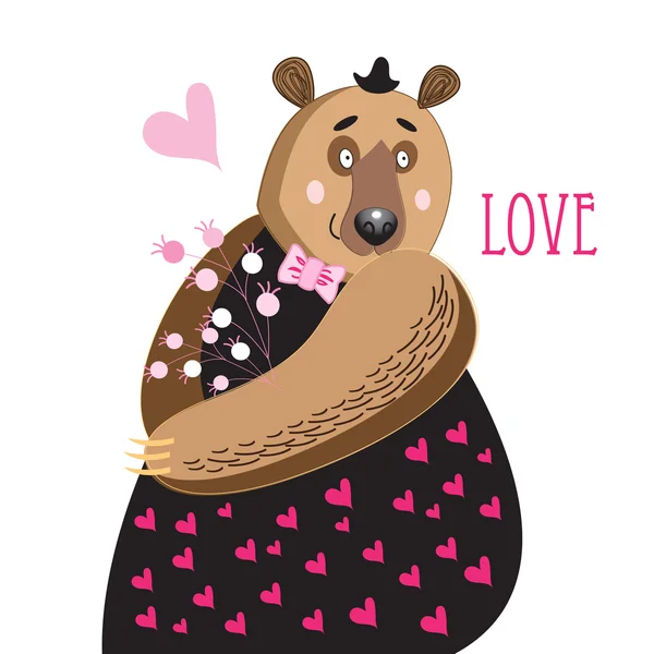 Bear in love — Stock Vector