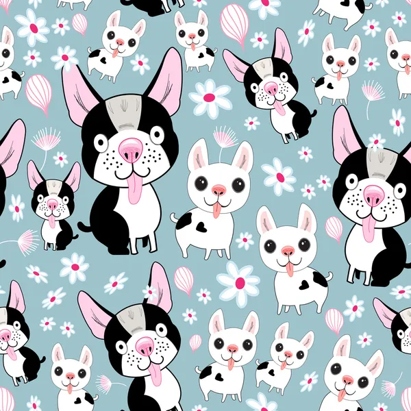 Funny dog pattern — Stock Vector