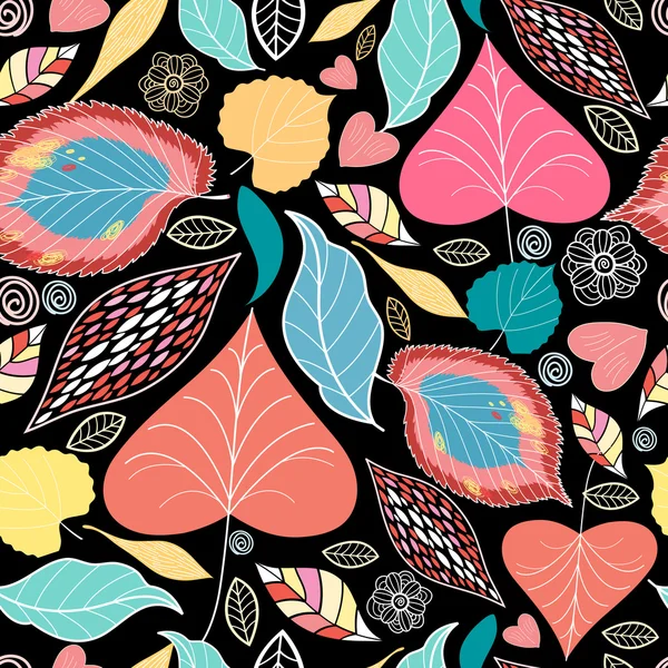 Floral pattern with autumn leaves — Stock Vector
