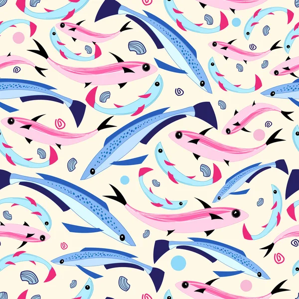 Marine fish pattern — Stock Vector