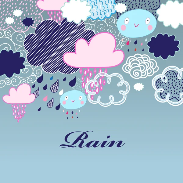 Modèle de nuages et de pluie — Image vectorielle