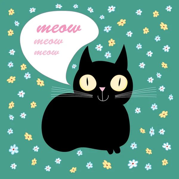 Rolig svart katt — Stock vektor