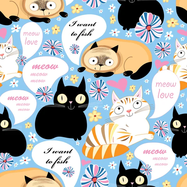 Pattern of funny cats — Stock Vector