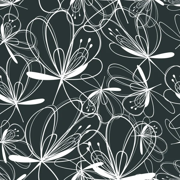 白い花のグラフィック パターン — ストックベクタ