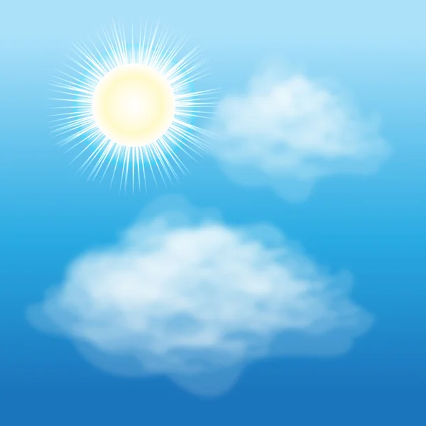 Sol y nubes — Vector de stock