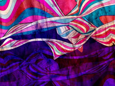 Parlak nesnelerle soyut doğrusal dalgalar suluboya retro arkaplan. Web sitesi veya kapak için örnek tasarımı