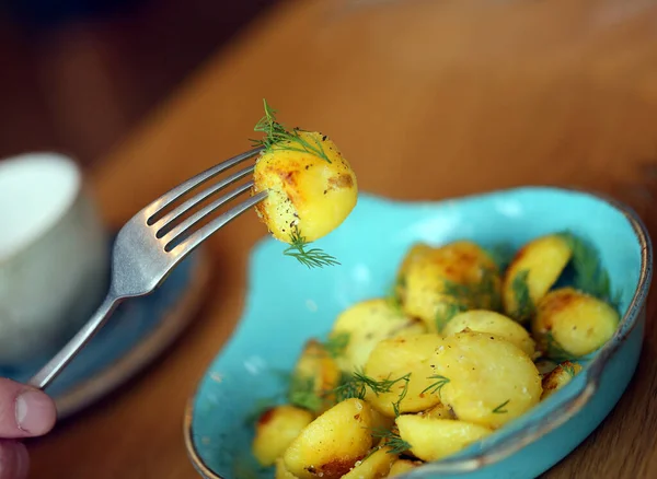 Fotos Deliciosas Batatas Comidas Restaurante Exemplo Publicidade Almoço Fotos De Bancos De Imagens Sem Royalties