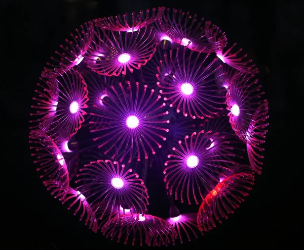 Foto Uma Bola Dente Leão Brilhante Noite Exemplo Design Arte Imagem De Stock
