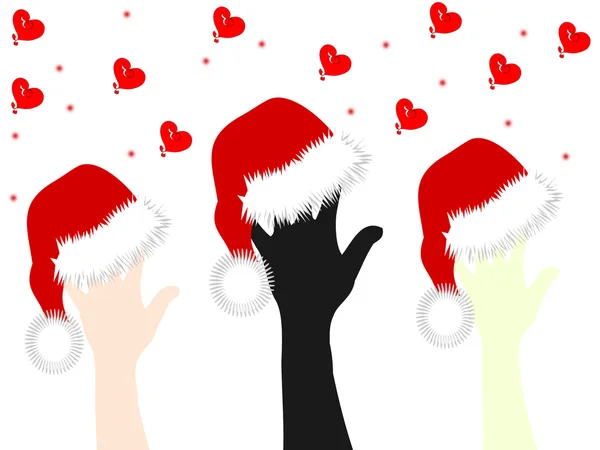 Metti le mani sul berretto di Babbo Natale — Foto Stock