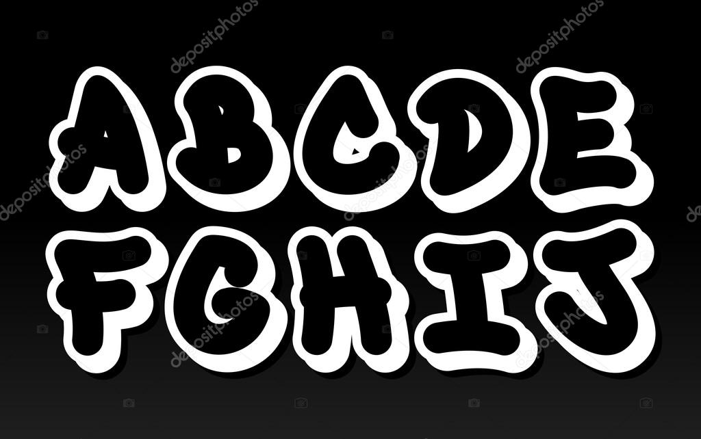 Bubble Letters Alphabet Graffiti Graffiti Font Alphabet Part 1 Stock Vector C Odes 19154003