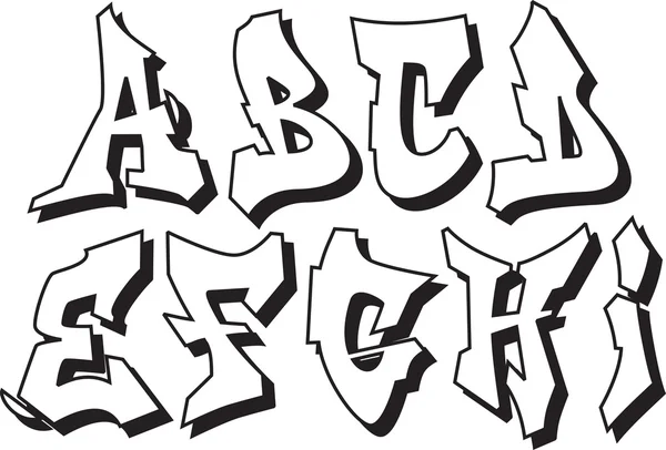 Vector graffiti alphabet part 1 — Stock Vector